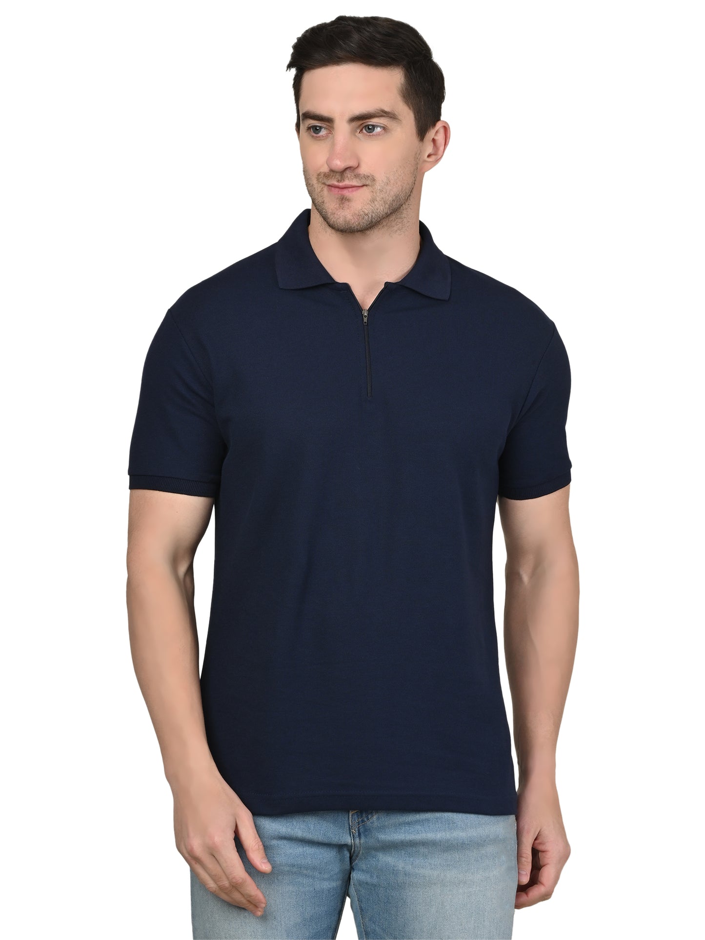Foxie Zipper Polo-T-shirt | Navy Blue