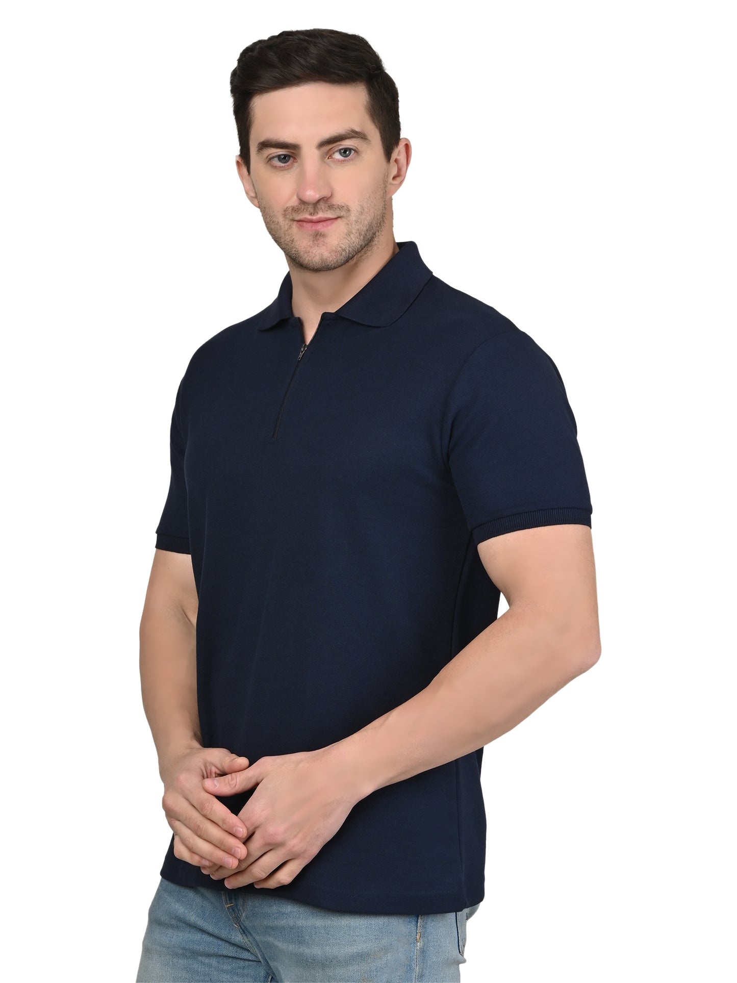 Foxie Zipper Polo-T-shirt | Navy Blue