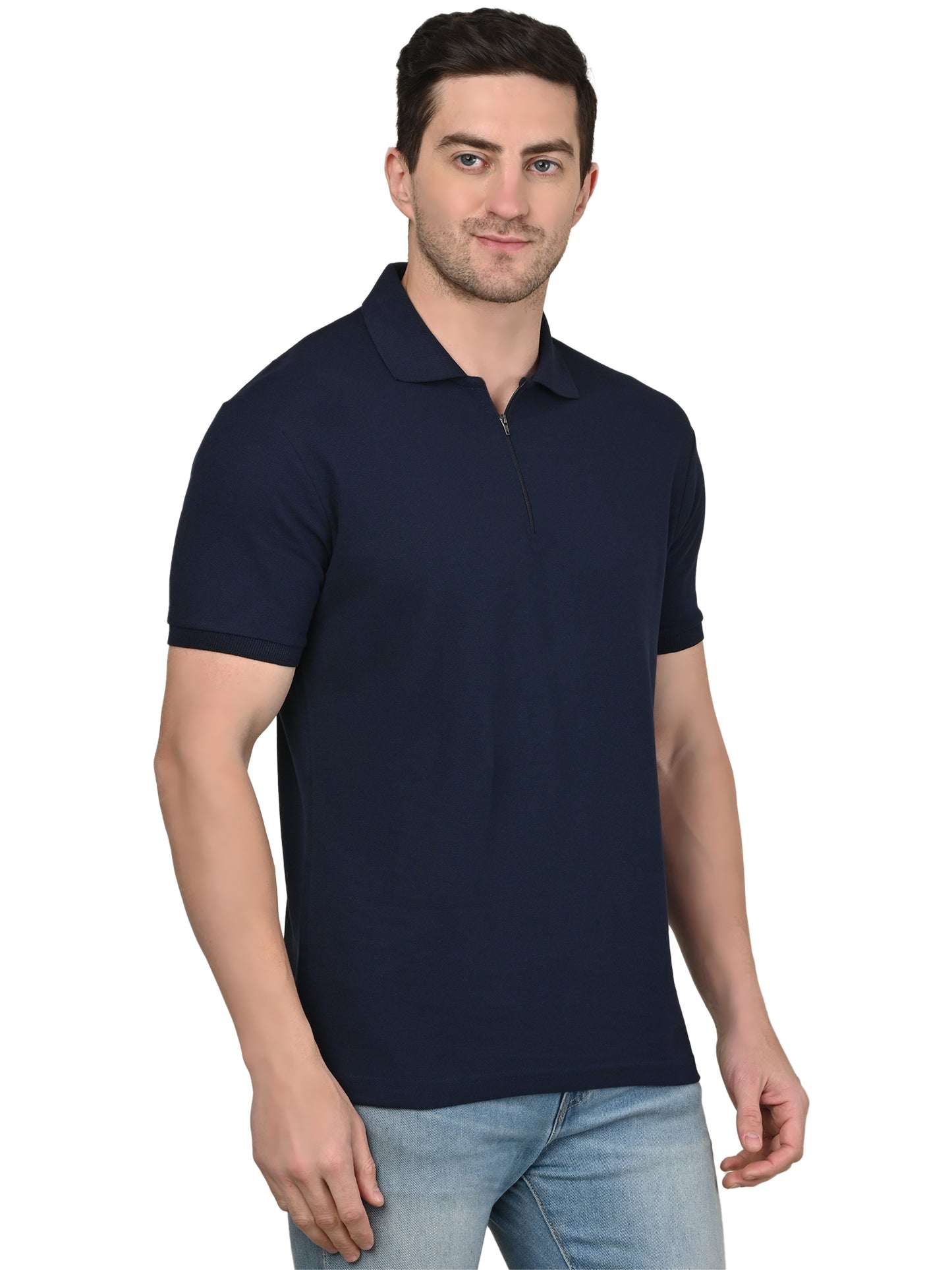 Foxie Zipper Polo-T-shirt | Navy Blue