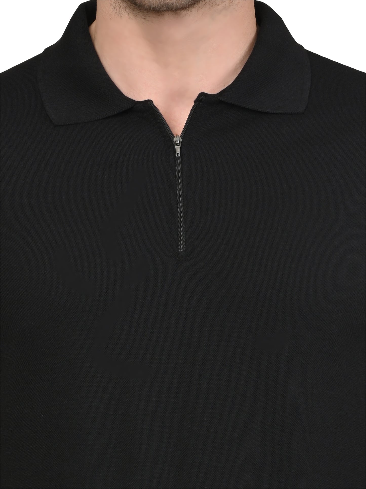 Foxie Zipper Polo-T-shirt | Black