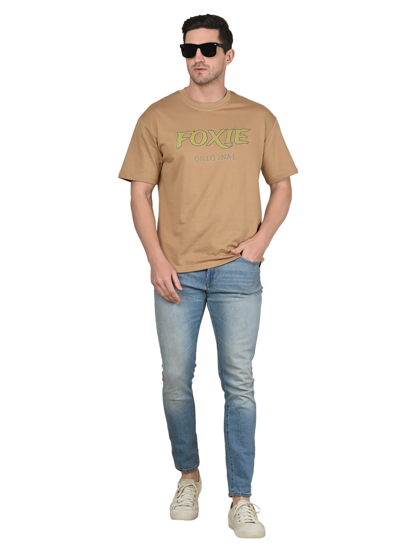 Foxie Original Printed Oversized T-Shirt | Beige