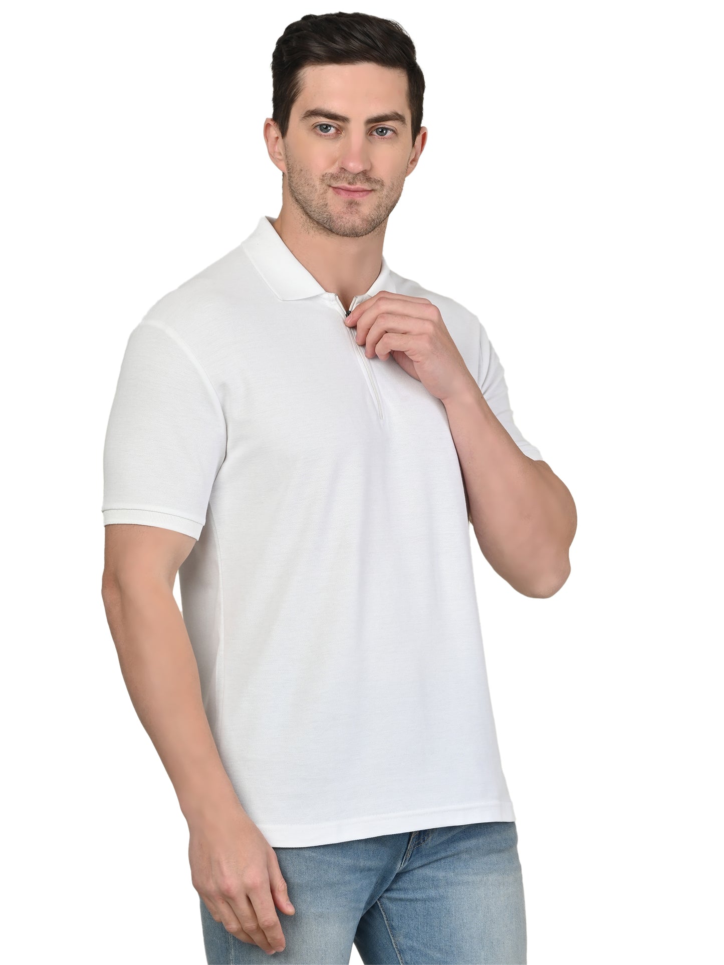 Foxie Zipper Polo-T-shirt | White