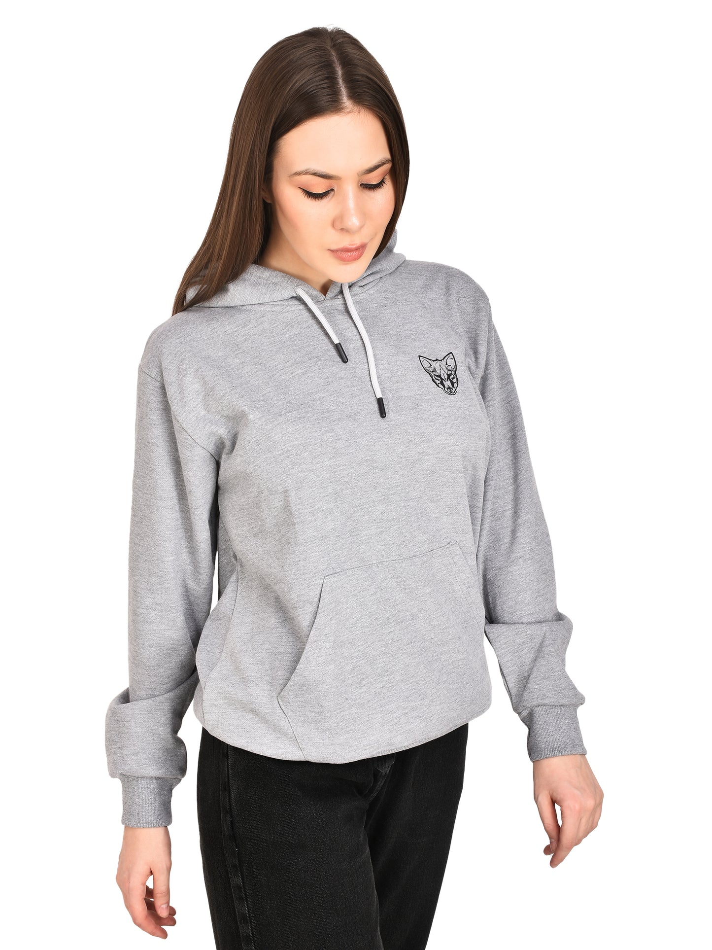 Foxie Printed Hoodie - Female- Grey - Foxie