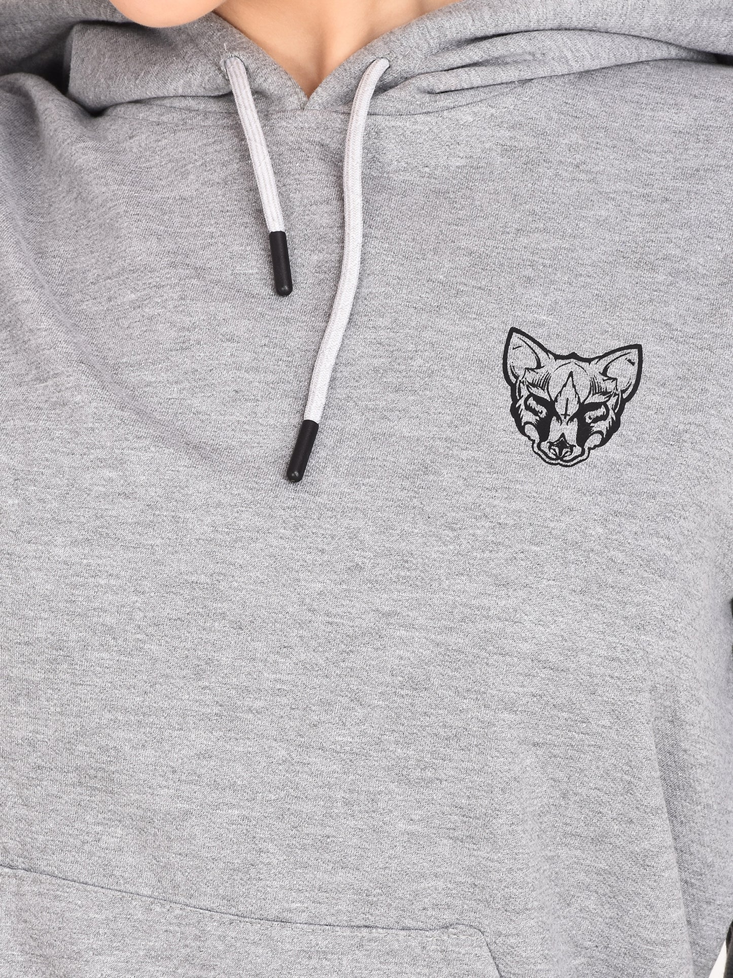 Foxie Printed Hoodie - Female- Grey - Foxie