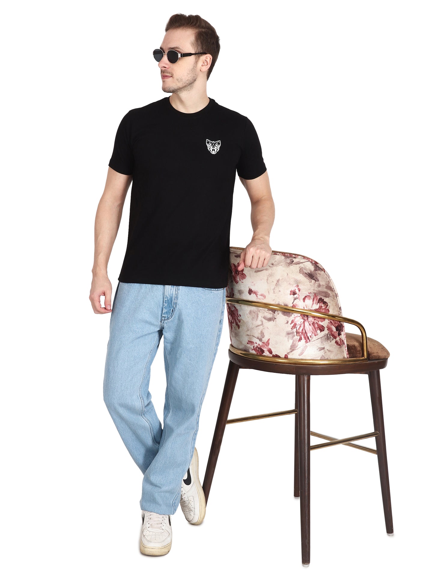 Foxie Classic Round Neck Printed T-Shirt -Black - Foxie