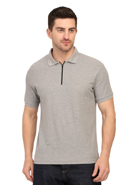 Foxie Zipper Polo-T-shirt | Grey
