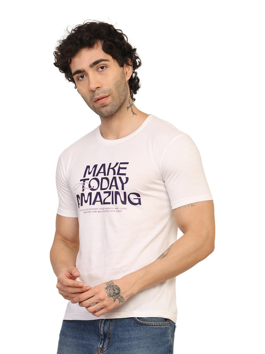 Foxie Make Today Amazing Printed Regular Fit Classic T-Shirt | White