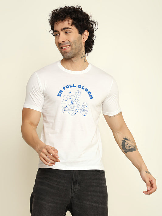 Foxie Bloom Printed Regular Fit Classic T-shirt | White