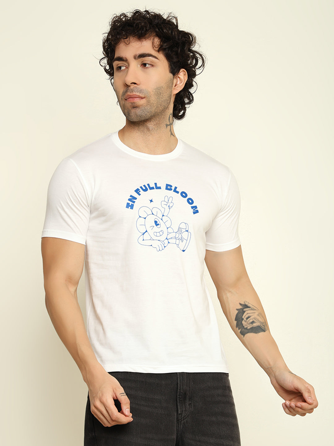 Foxie Bloom Printed Regular Fit Classic T-shirt | White