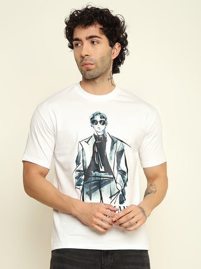Foxie Gentleman Printed Oversized T-shirt | White