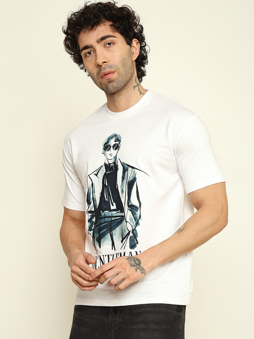 Foxie Gentleman Printed Oversized T-shirt | White