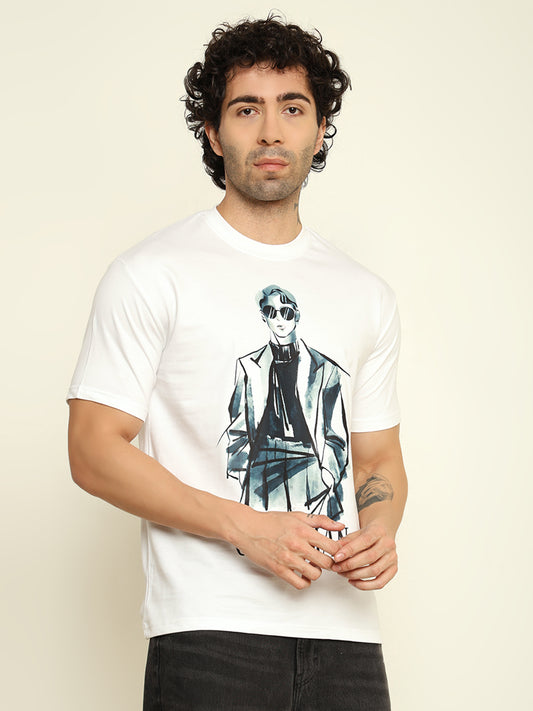 Foxie Gentleman Printed Oversized T-shirt | White