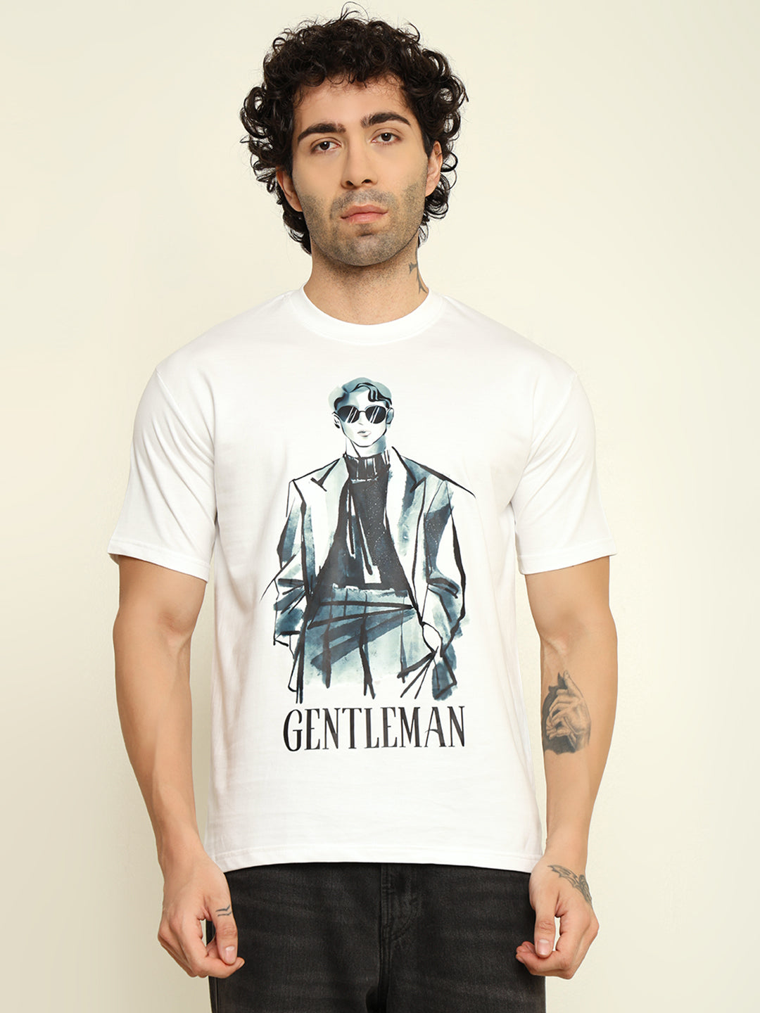 Foxie Gentleman Printed Oversized T-shirt | White
