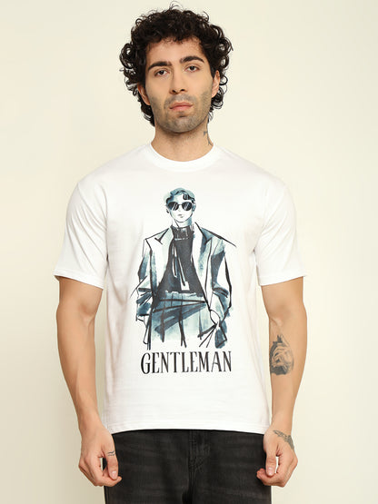 Foxie Gentleman Printed Oversized T-shirt | White