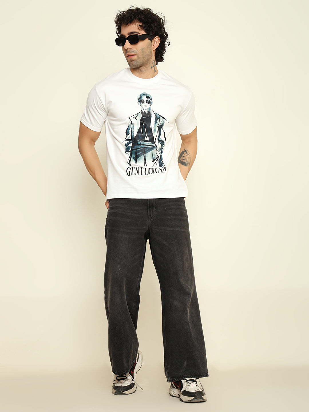 Foxie Gentleman Printed Oversized T-shirt | White