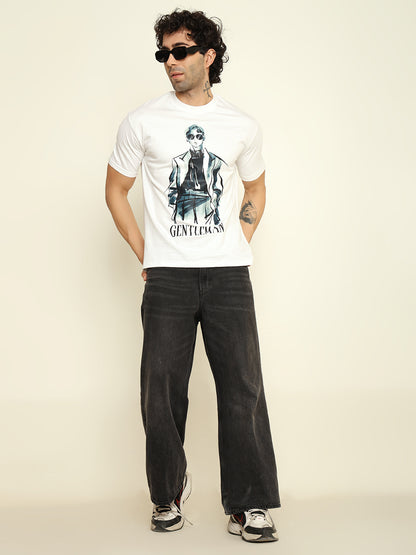 Foxie Gentleman Printed Oversized T-shirt | White