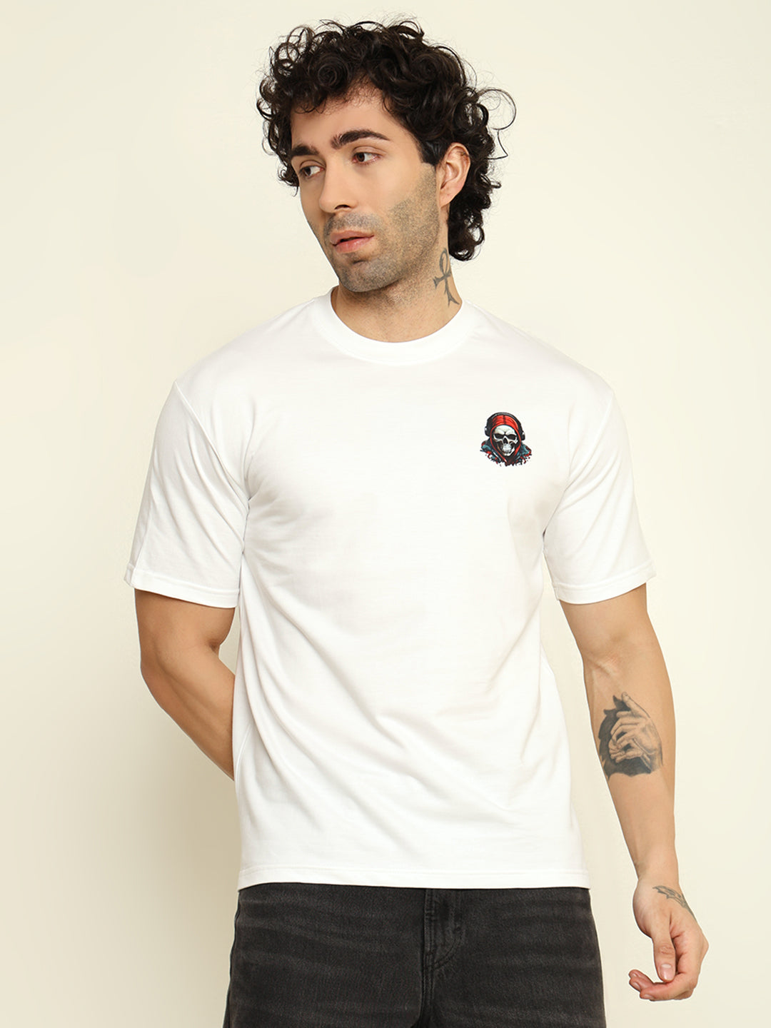 Foxie Fallen Printed Oversized T-shirt | White