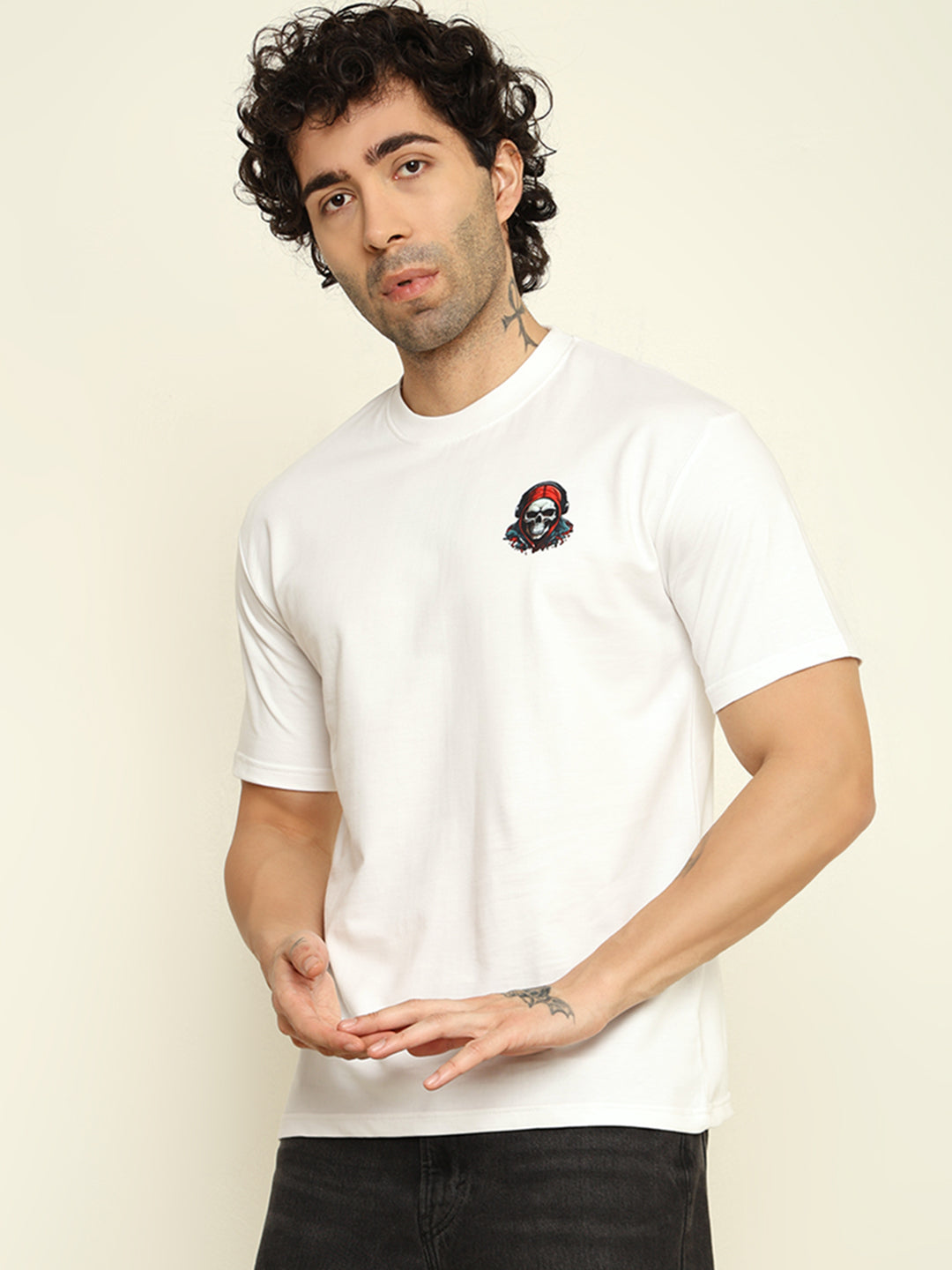 Foxie Fallen Printed Oversized T-shirt | White