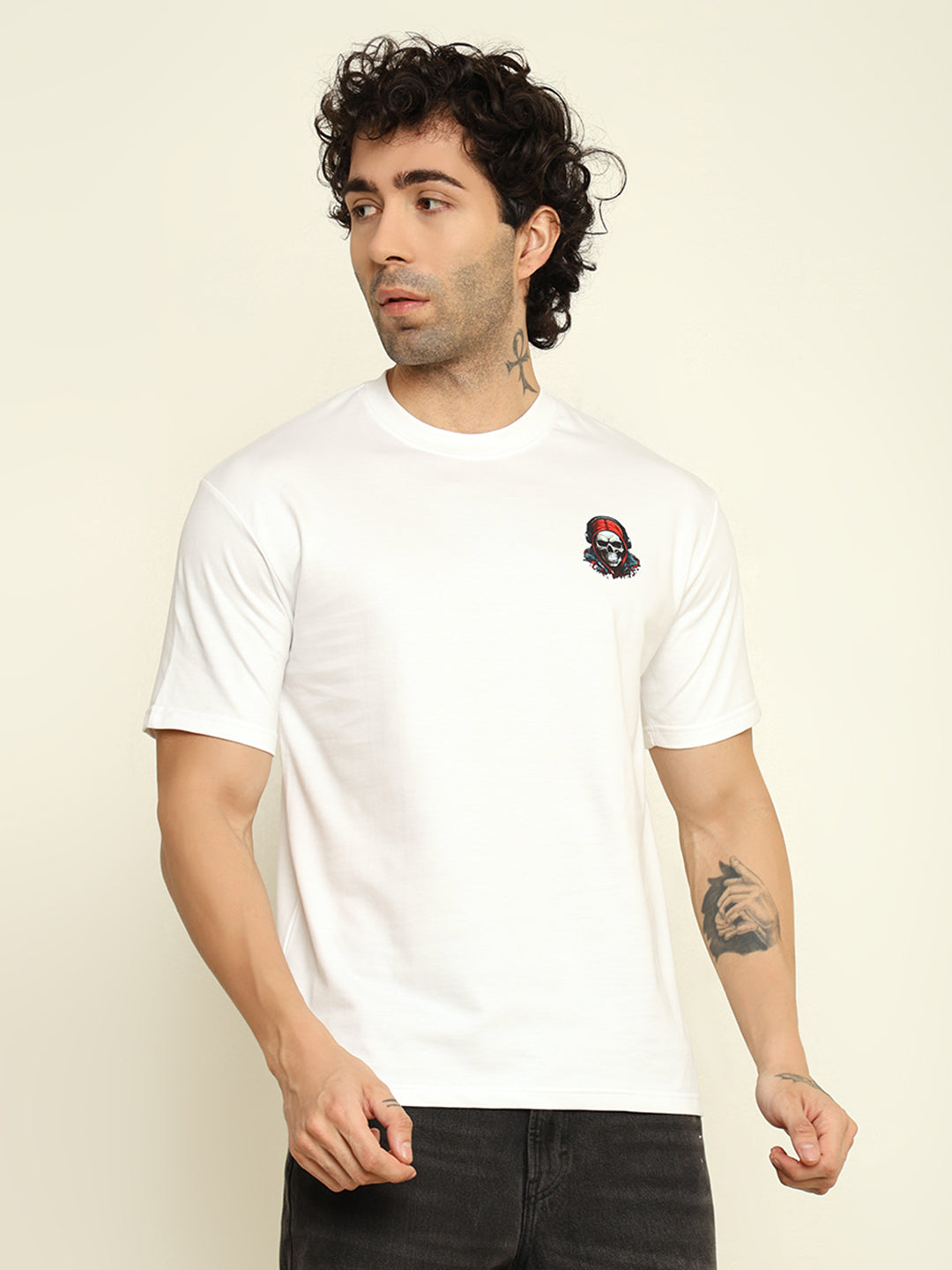 Foxie Fallen Printed Oversized T-shirt | White