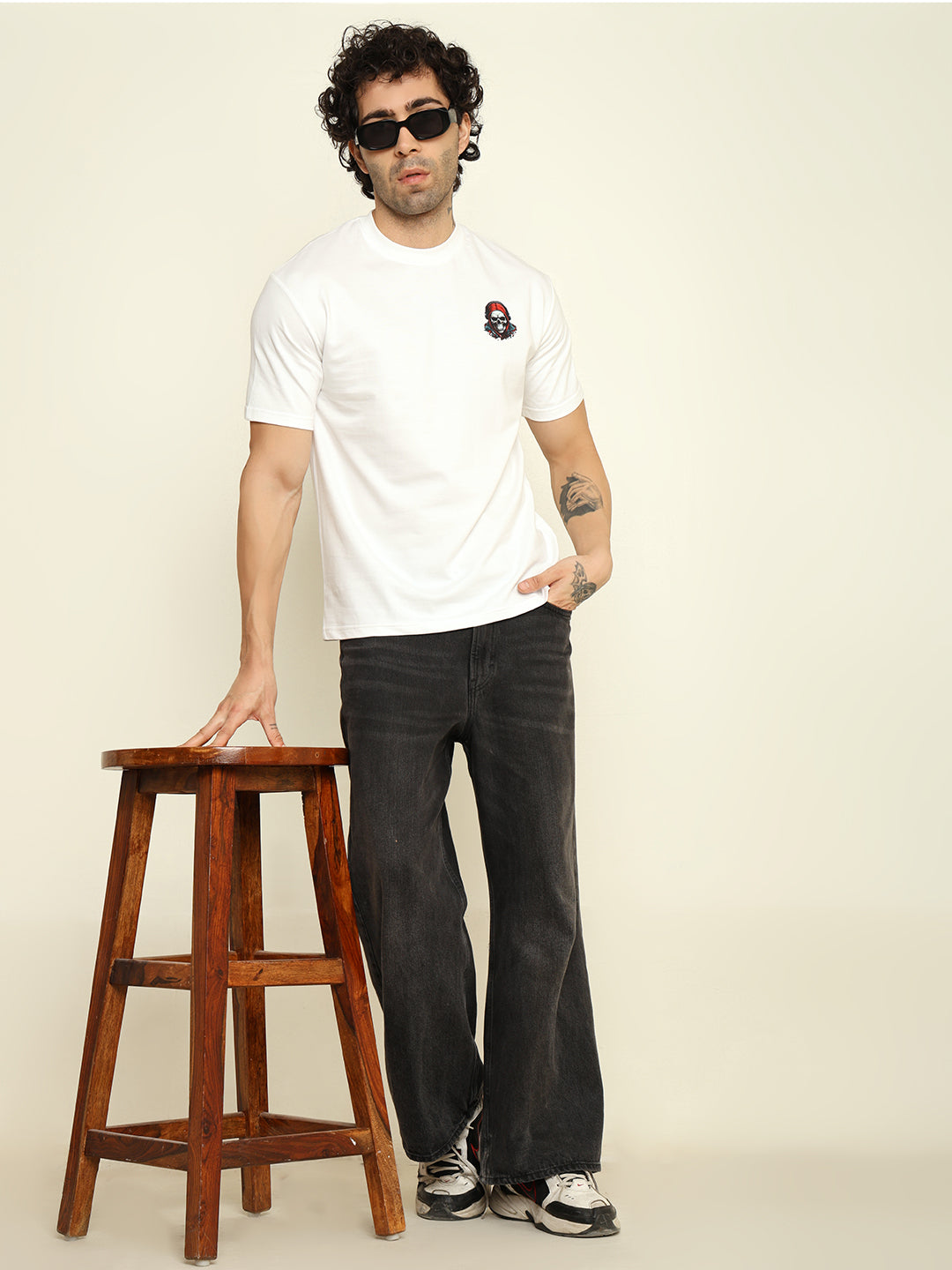 Foxie Fallen Printed Oversized T-shirt | White