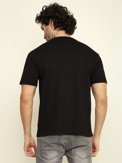 Foxie Red Heart Printed Oversized T-shirt | Black