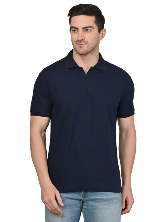 Foxie Zipper Polo-T-shirt | Navy Blue