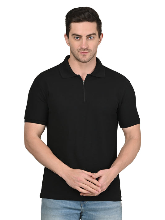 Foxie Zipper Polo-T-shirt | Black