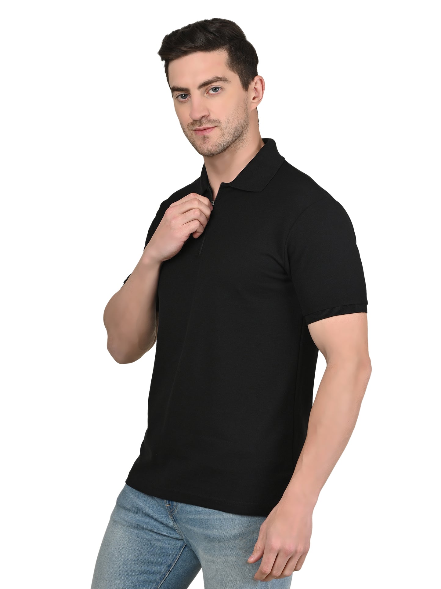 Foxie Zipper Polo-T-shirt | Black