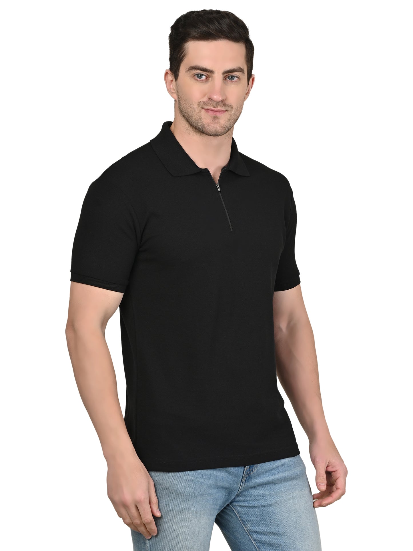 Foxie Zipper Polo-T-shirt | Black