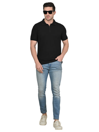 Foxie Zipper Polo-T-shirt | Black