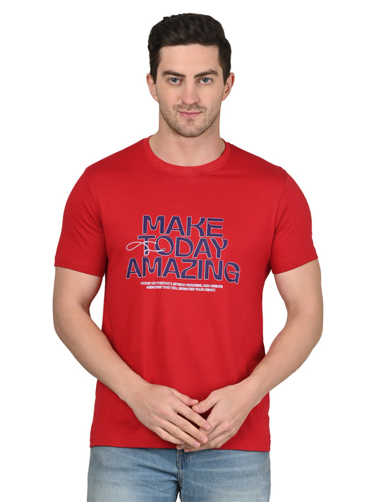 Foxie Make Today Amazing Printed Regular Fit Classic T-Shirt | Red