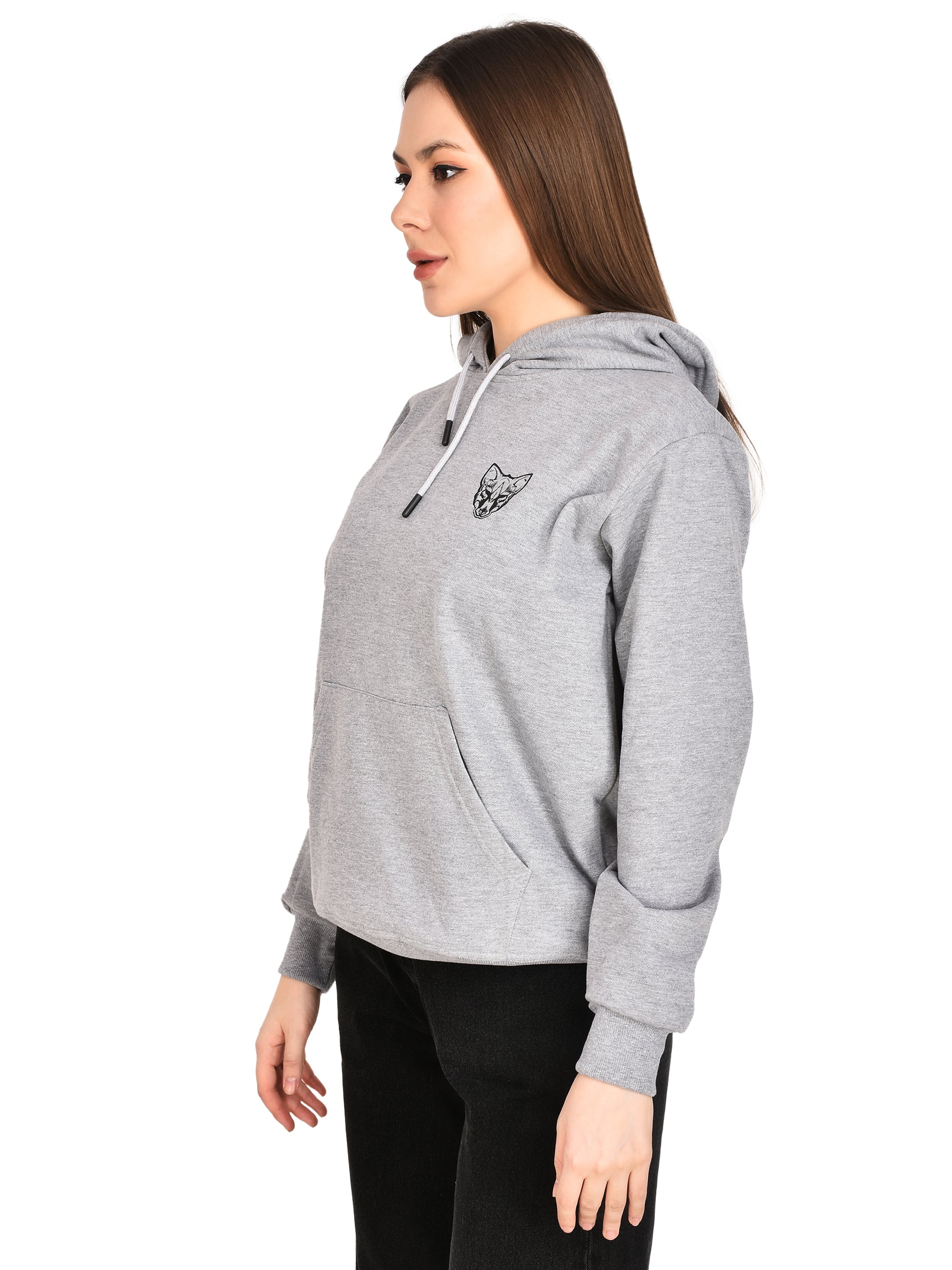 Foxie Printed Hoodie - Female- Grey - Foxie