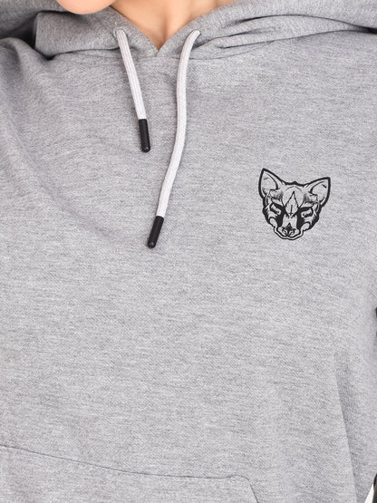 Foxie Printed Hoodie - Female- Grey - Foxie