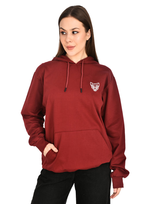 Foxie Printed Hoodie - Female- Maroon - Foxie