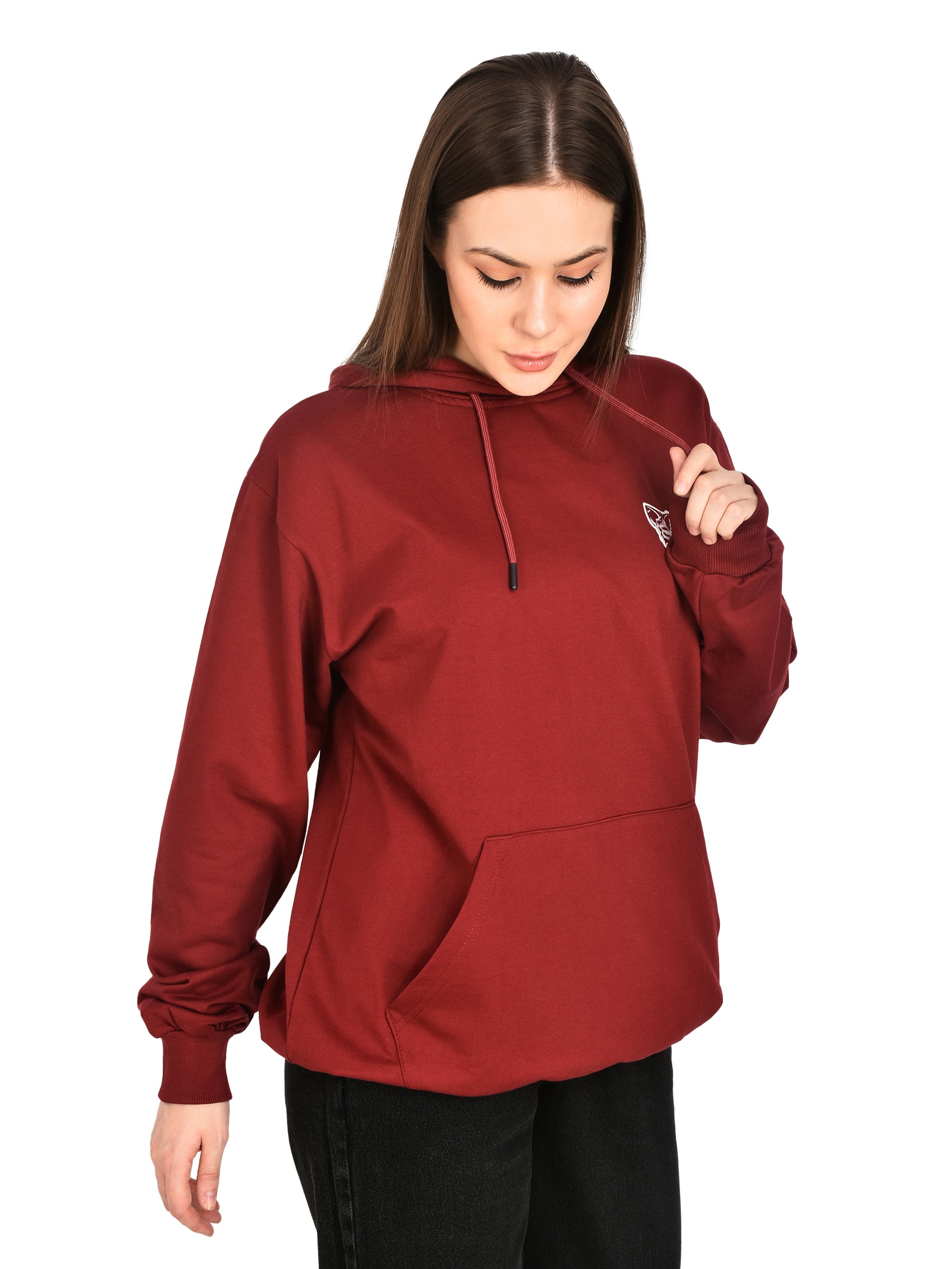 Foxie Printed Hoodie - Female- Maroon - Foxie