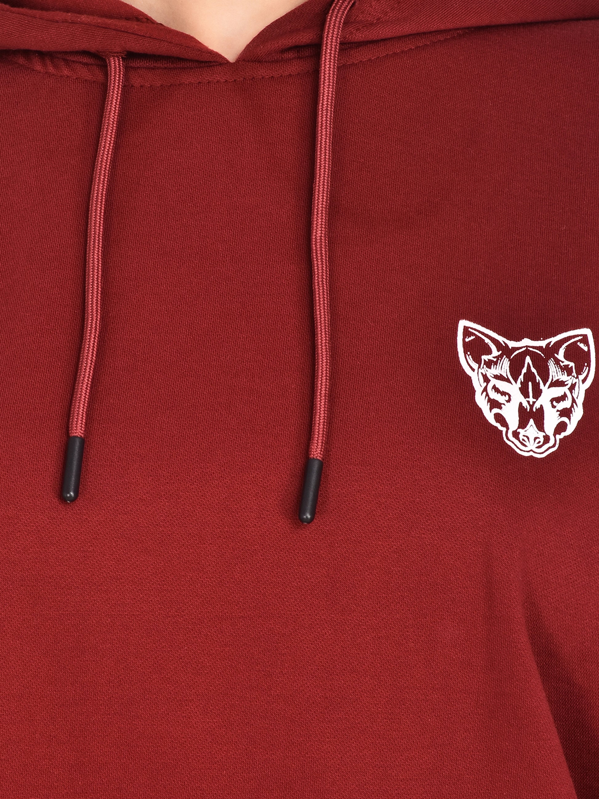 Foxie Printed Hoodie - Female- Maroon - Foxie