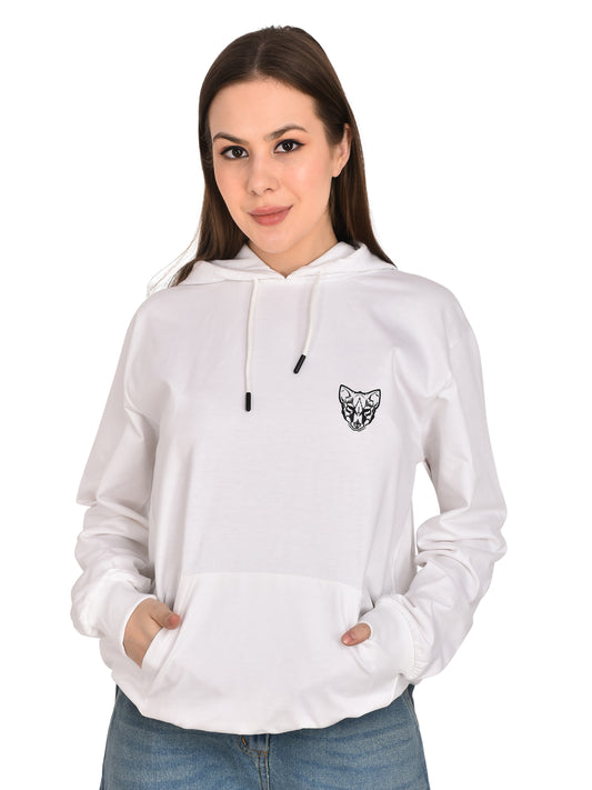 Foxie Printed Hoodie - Female- White - Foxie