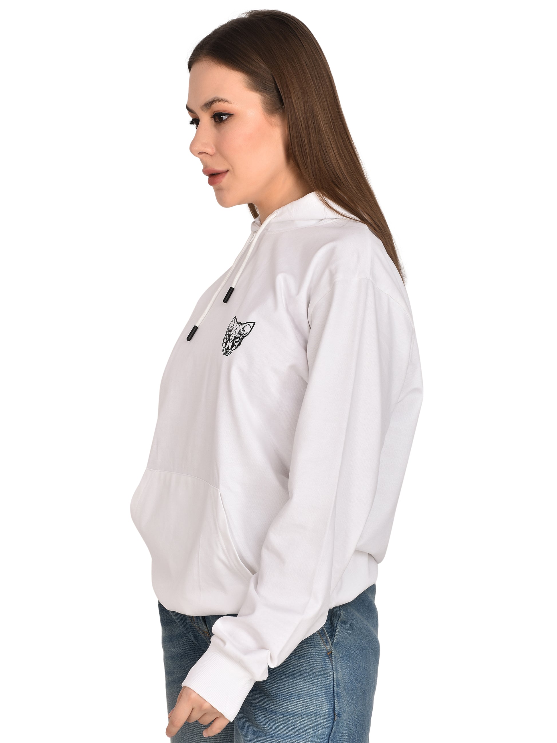 Foxie Printed Hoodie - Female- White - Foxie