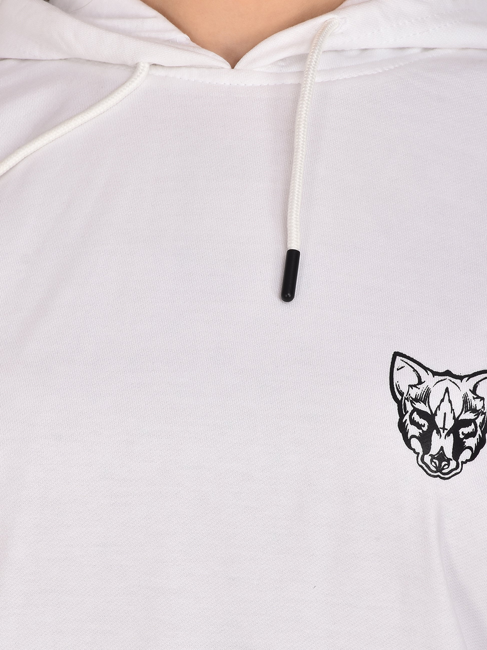 Foxie Printed Hoodie - Female- White - Foxie