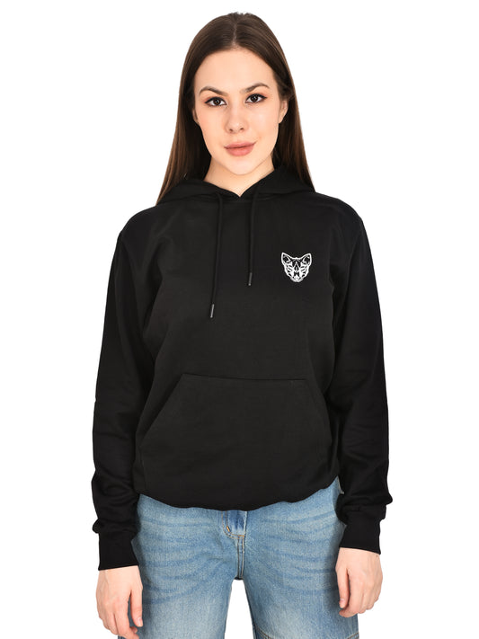 Foxie Printed Hoodie - Female- Black - Foxie