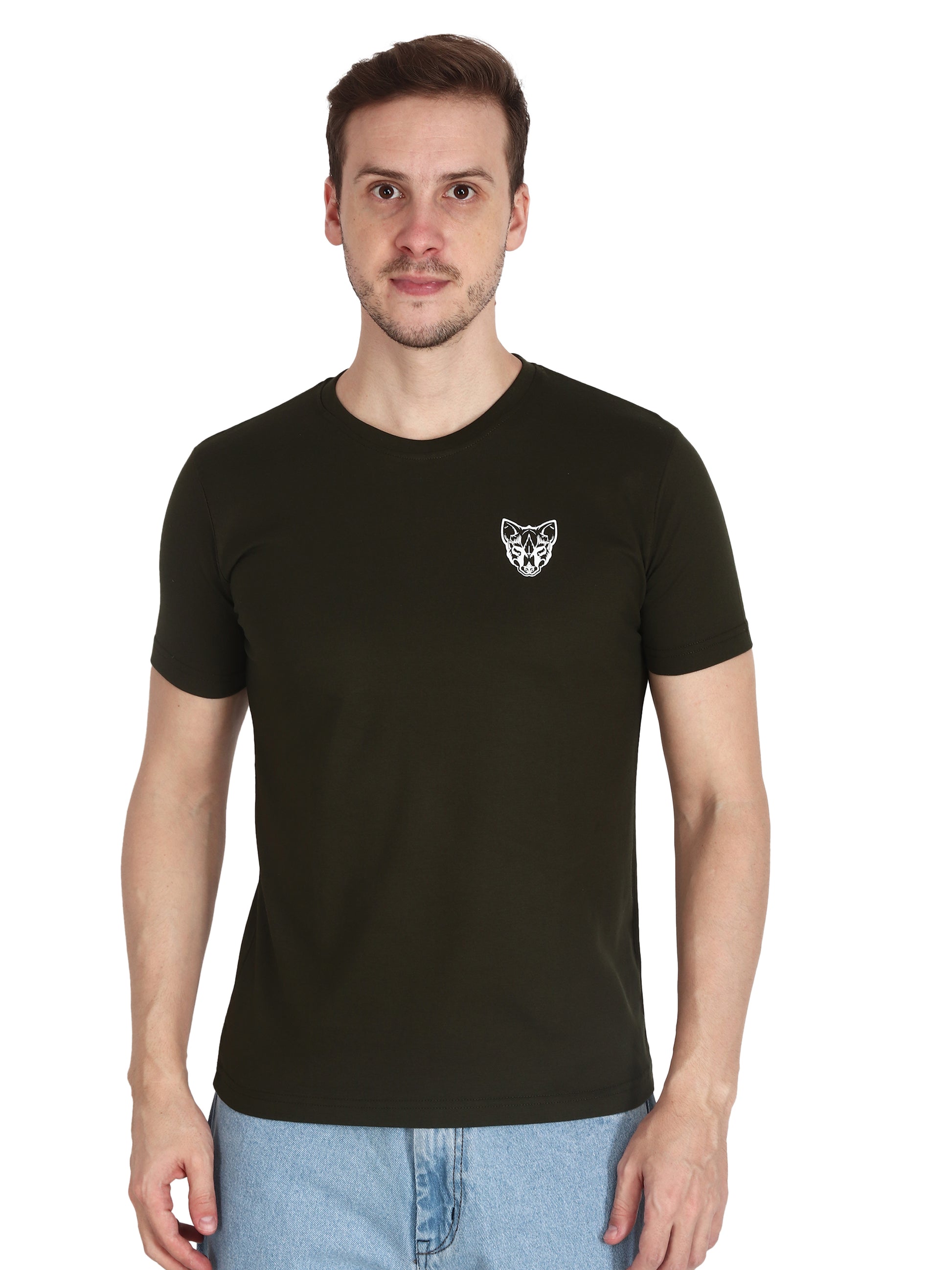 Foxie Classic Round Neck Printed T-Shirt -Olive - Foxie