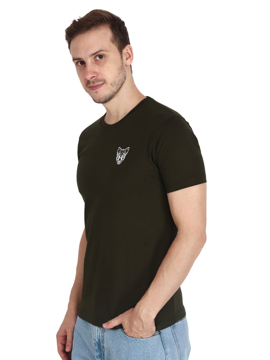 Foxie Classic Round Neck Printed T-Shirt -Olive - Foxie
