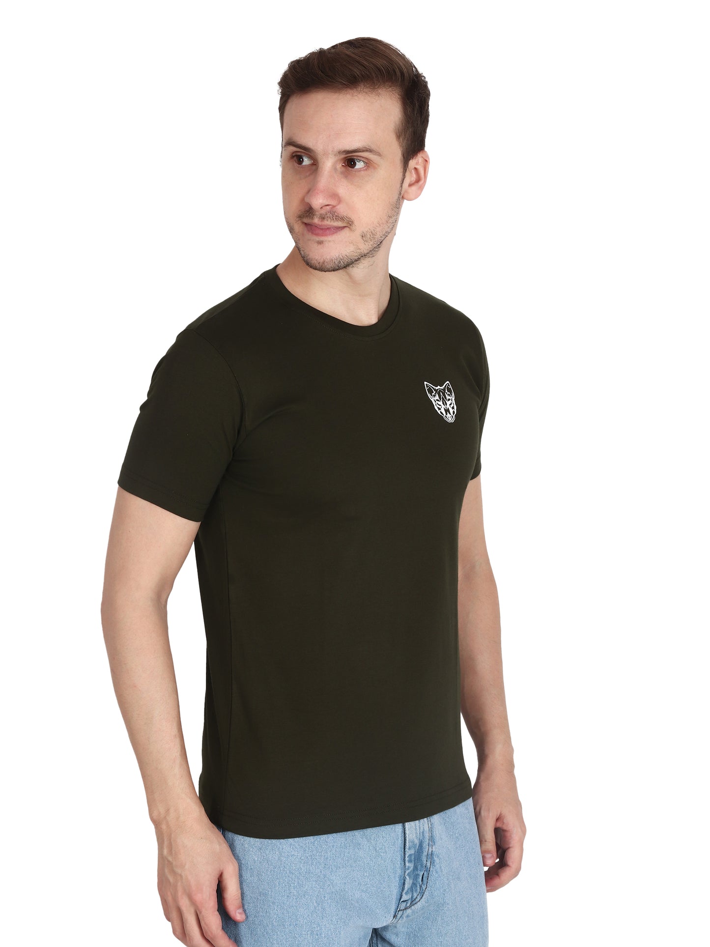 Foxie Classic Round Neck Printed T-Shirt -Olive - Foxie