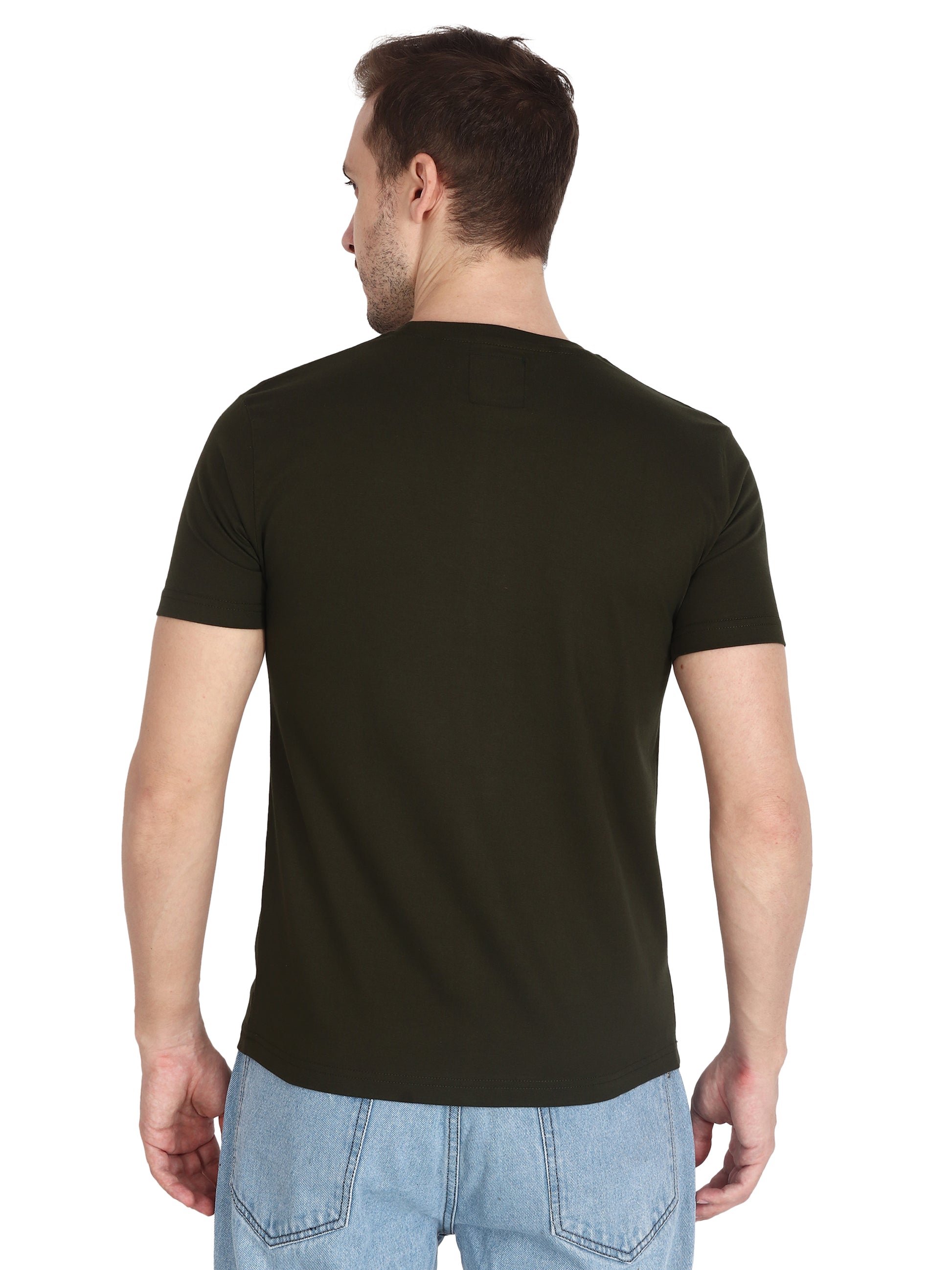 Foxie Classic Round Neck Printed T-Shirt -Olive - Foxie