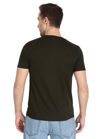 Foxie Classic Round Neck Printed T-Shirt -Olive - Foxie