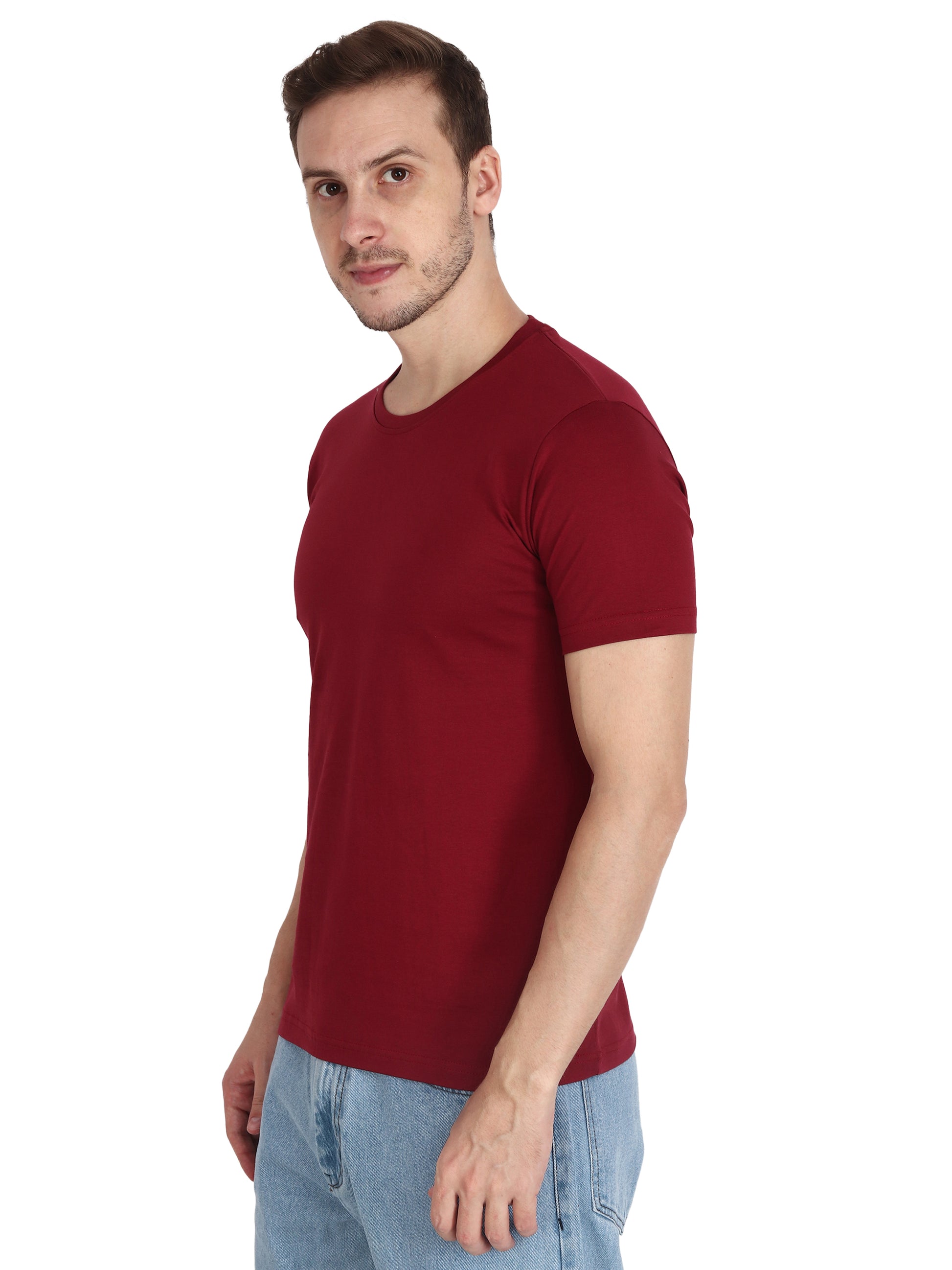 Foxie Classic Round Neck T-Shirt -Maroon - Foxie