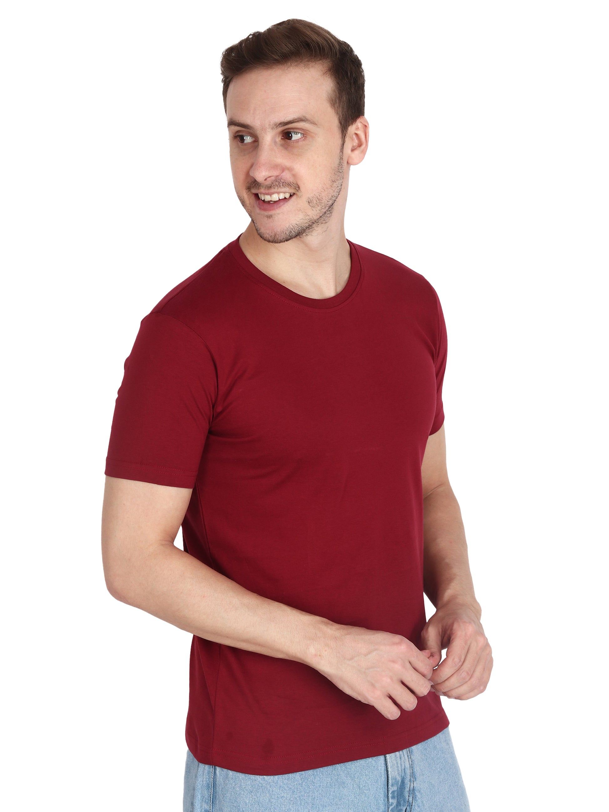 Foxie Classic Round Neck T-Shirt -Maroon - Foxie