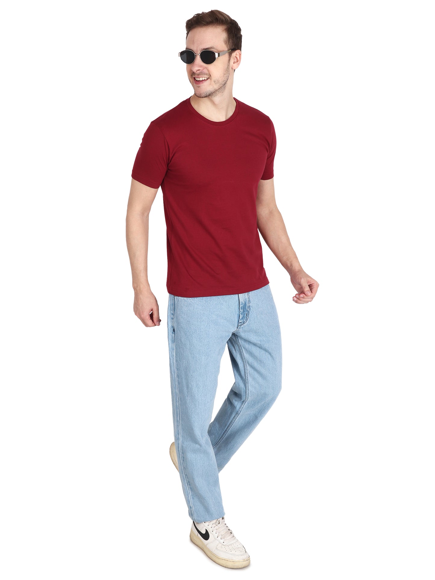 Foxie Classic Round Neck T-Shirt -Maroon - Foxie