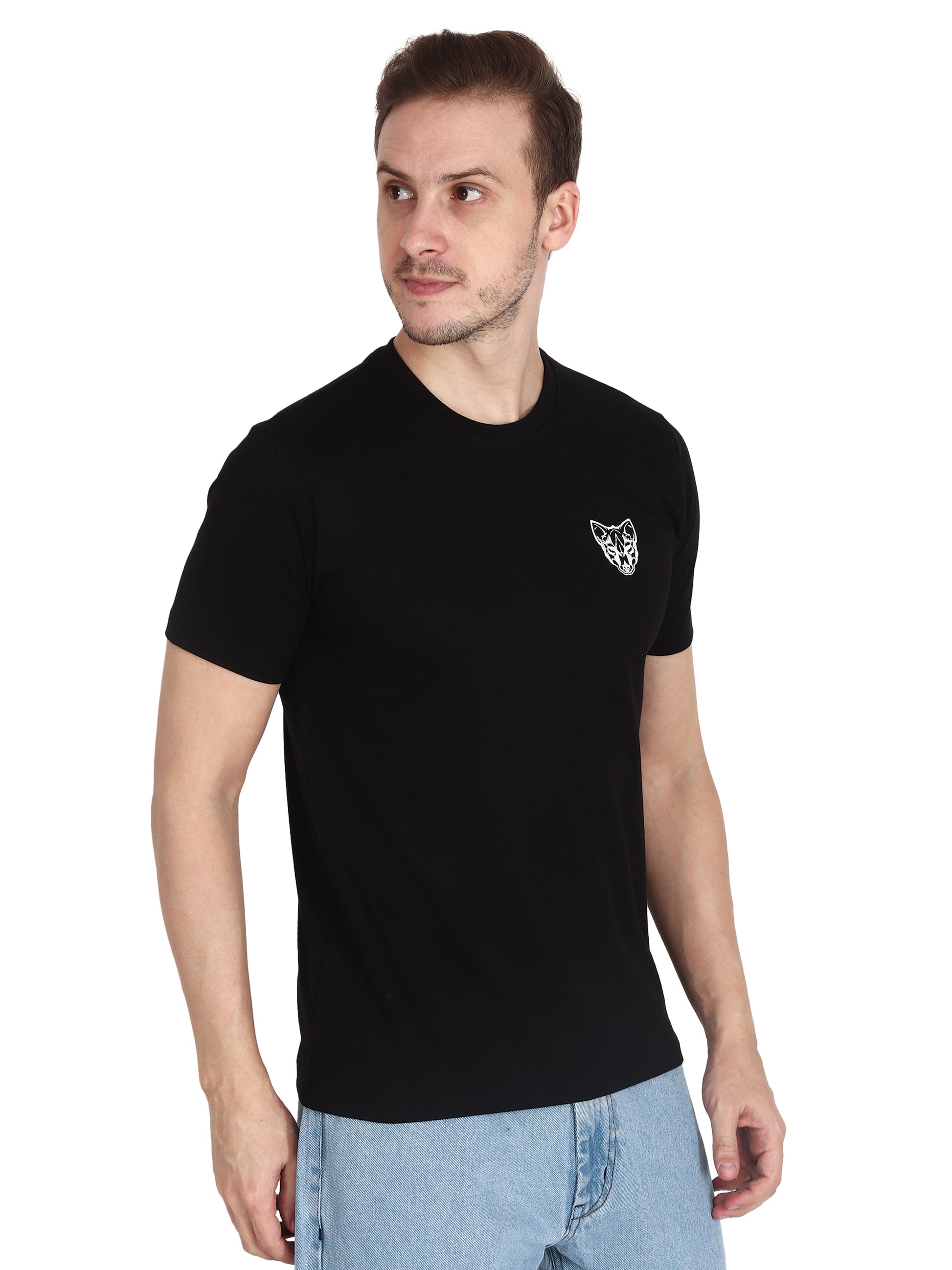 Foxie Classic Round Neck Printed T-Shirt -Black - Foxie
