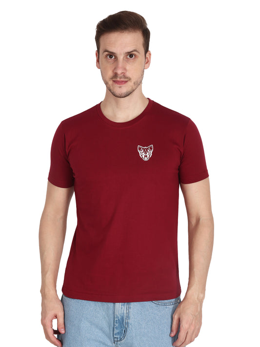 Foxie Classic Round Neck Printed T-Shirt -Maroon - Foxie